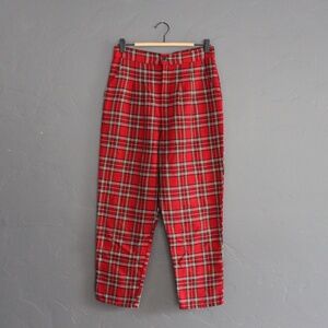 Vintage red plaid high waisted pants
